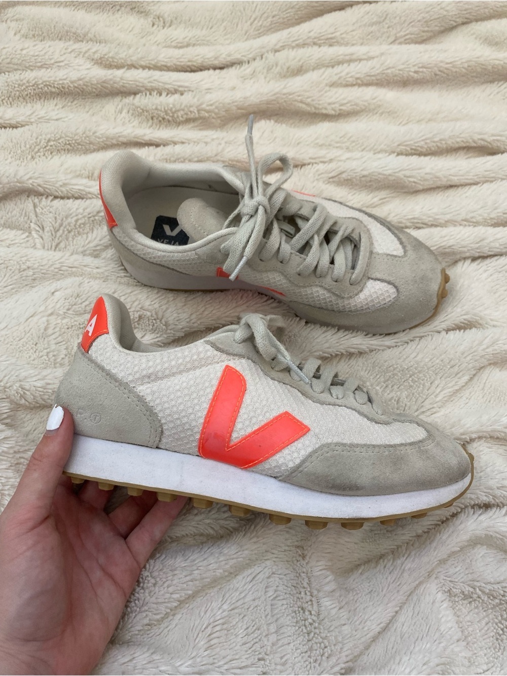 Veja Rio Branco Hexamesh Gravel Orange Grey sneakers Sz 5 women's